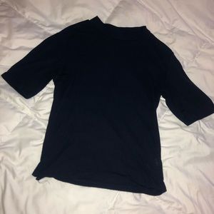 Dark blue shirt with low turtle neck